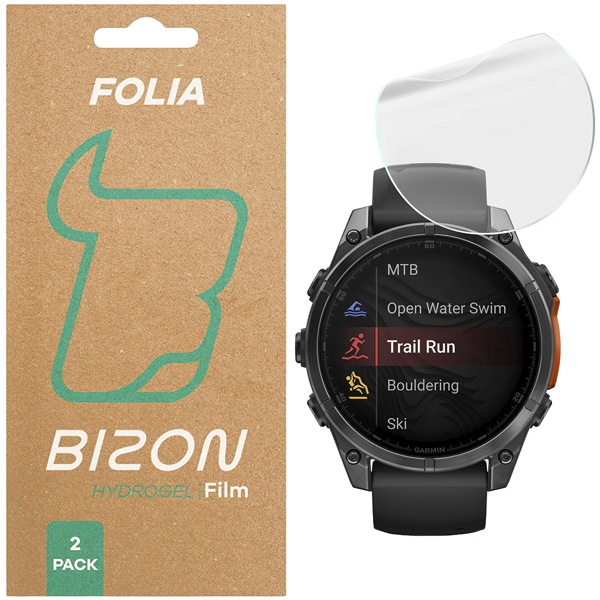 Folia hydrożelowa Bizon Watch Film Hydrogel Duo dla Garmin Tactix 8 AMOLED 47 mm